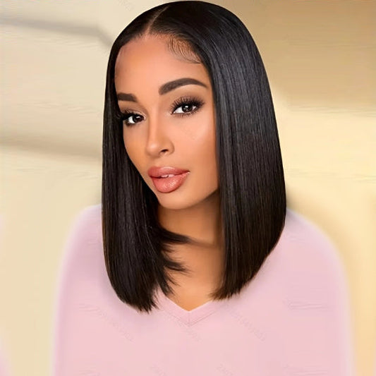 Black straight hair split bob wig 1024121104