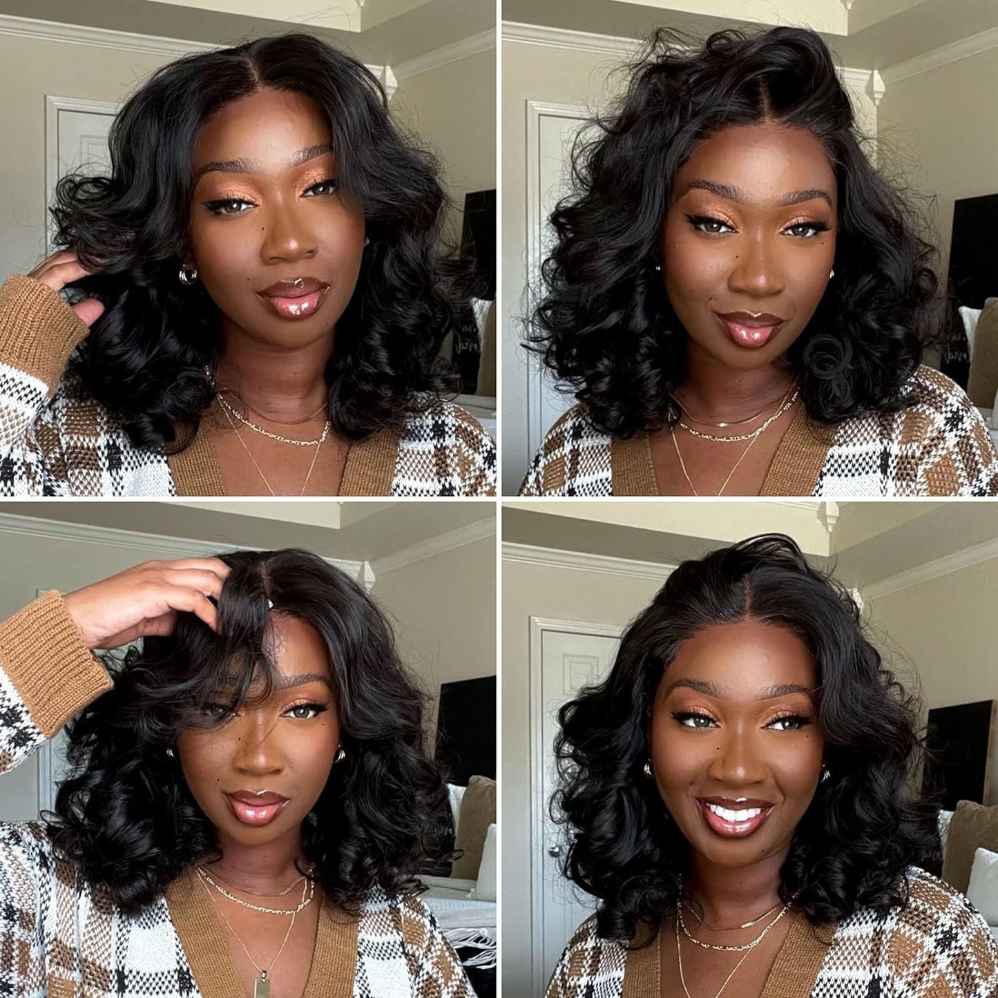 Ladies' front lace wig with short curly hair　1024121002