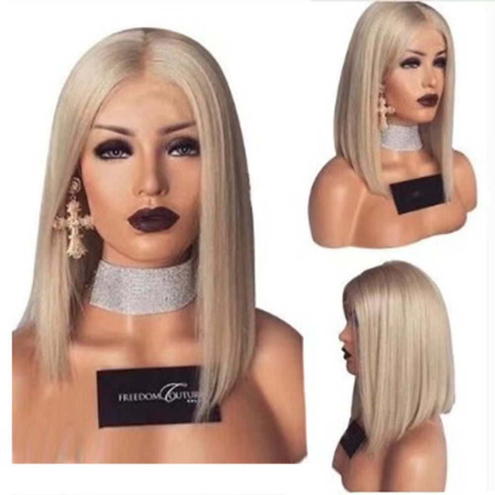 Wig women short straight hair center parting 1924121003