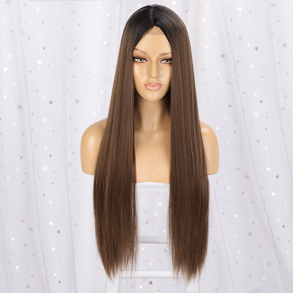 Long straight front lace synthetic women's wig 1024120902