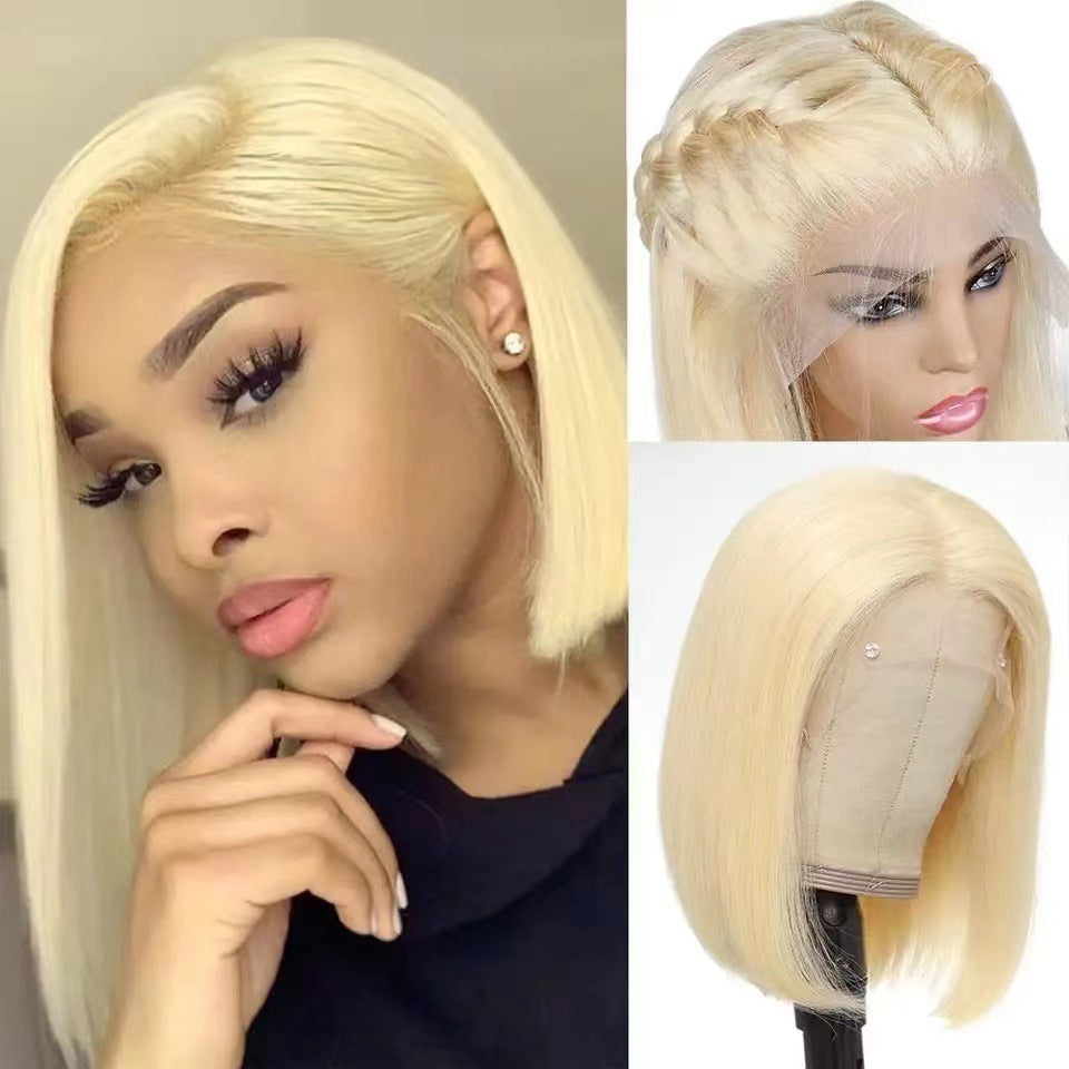 Wig Female Black Short Straight Hair Middle Split Bobo Head 1024121103