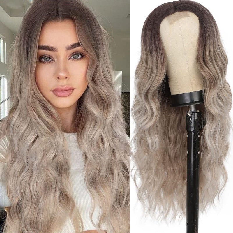 Ladies' front lace wig with small lace and long curly hair 1024120901