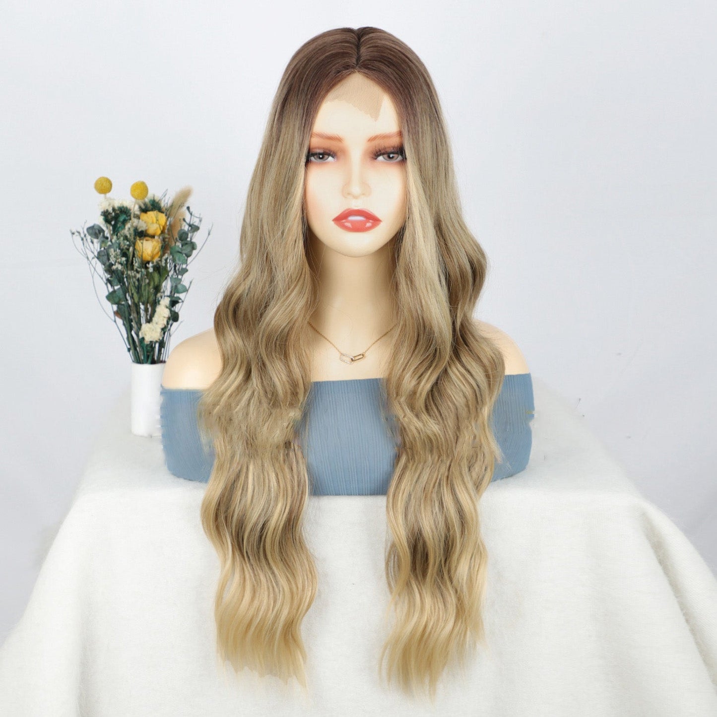 Ladies' front lace wig with small lace and long curly hair 1024120901