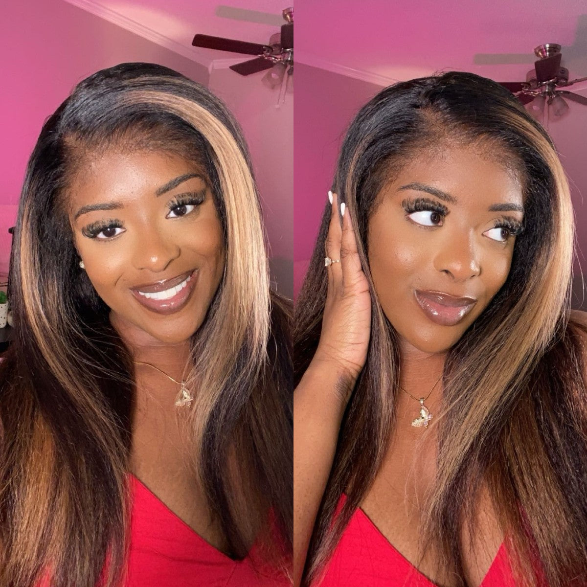 Highlights Kinky Straight With Ultra-Realistic Kinky Edges 13x4 HD Lace Front Wig