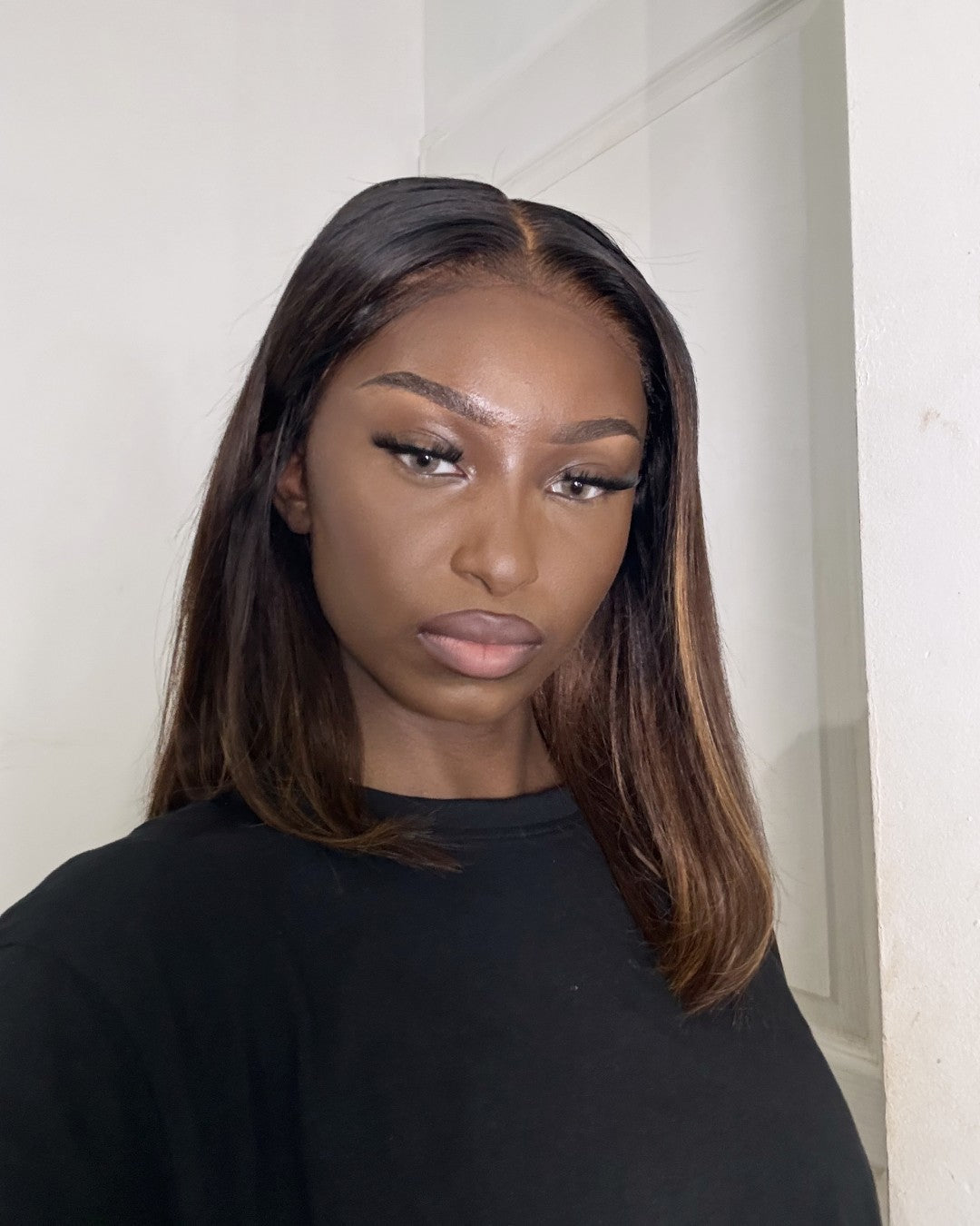 Glueless Ombre Brown 5x5 Lace Closure Straight Wig