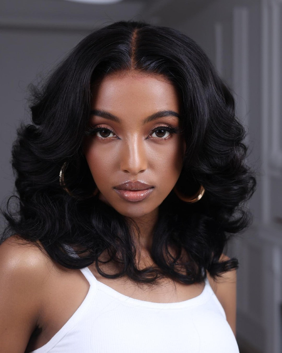 Middle Parted Wavy Layered Fluffy 5x5 Lace Closure Wig