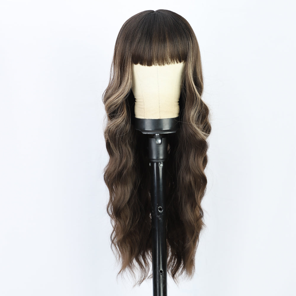 Big wave long curly hair with bangs wig 1024121213