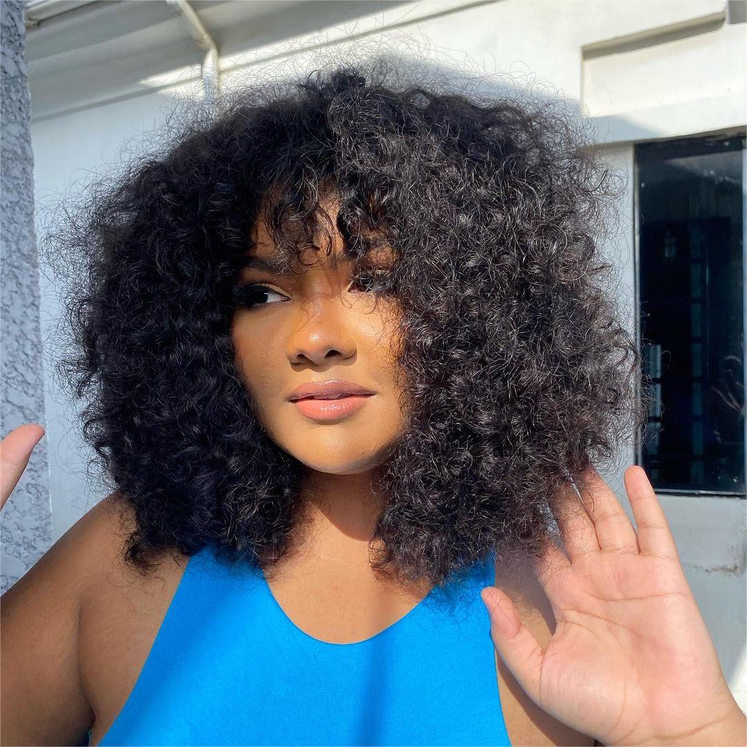 Glueless Bouncy Curl Wig With Bangs