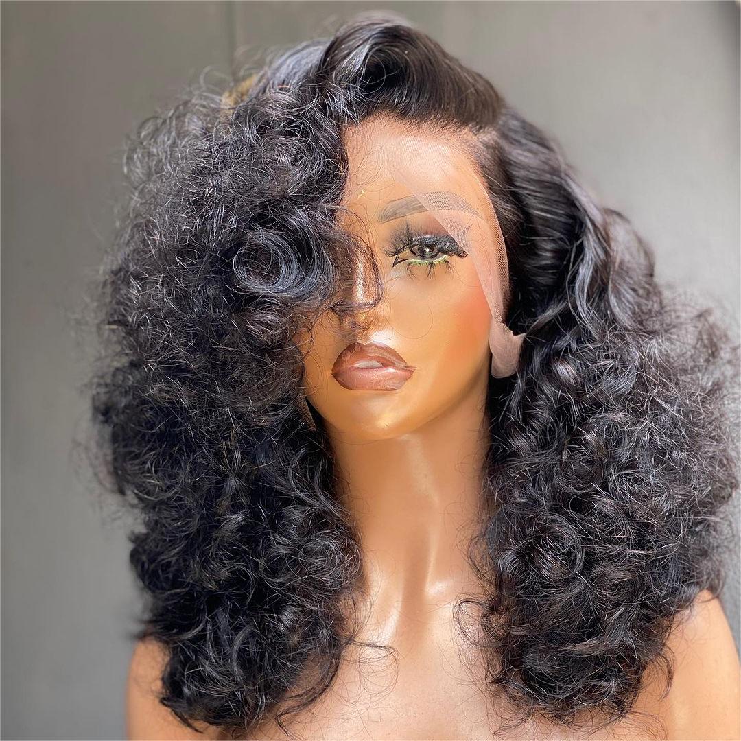 Volume Bouncy Curly 13x4 Lace Frontal Side Part Wig