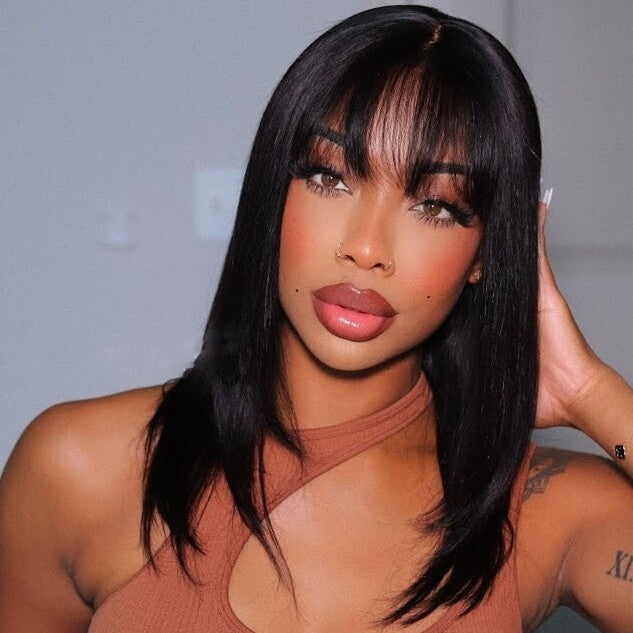 Wolf Cut Messy Hair With Bangs 5x5 Lace Closure Wig