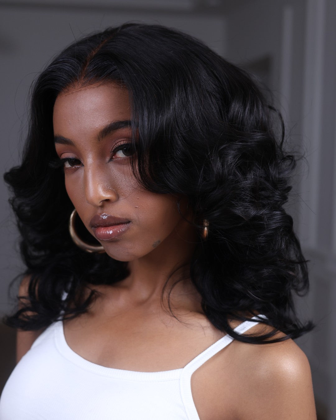 Middle Parted Wavy Layered Fluffy 5x5 Lace Closure Wig