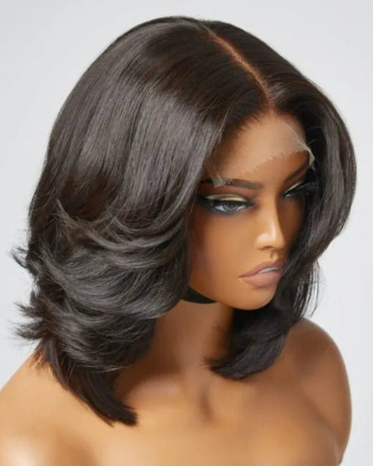 Middle Part Classy Layered Cut Wave 5x5 Lace Closure Wig