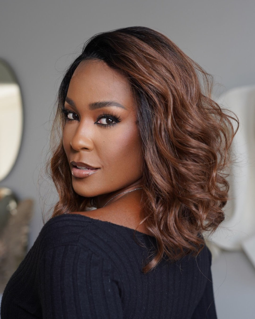 Coffee Brown Wave 5x5 Lace Closure Wig