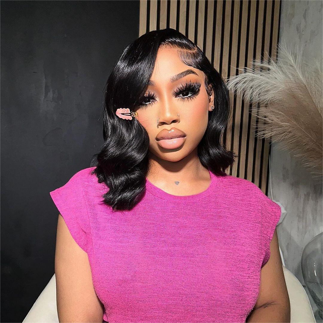 Luxury Side Part Bob With Glam Waves 5x5 Lace Closure Wig