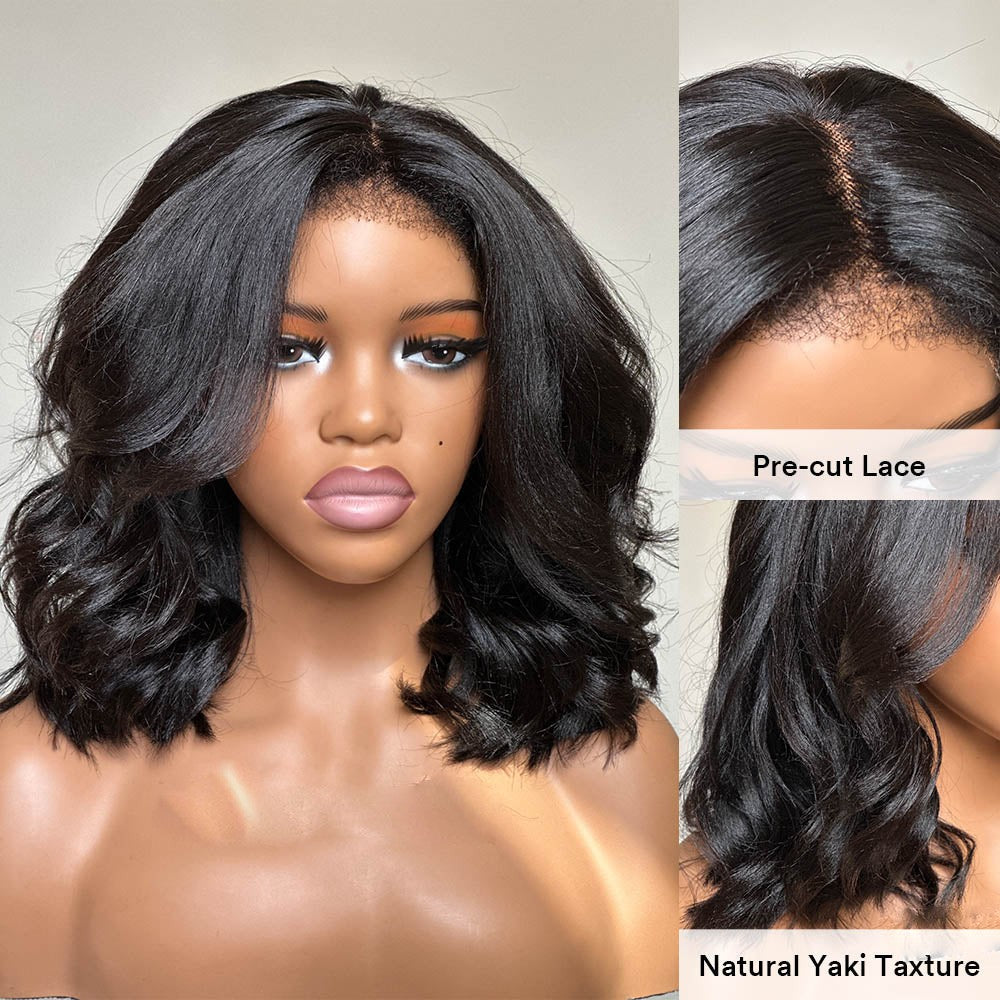 Wear & Go Layered Beach Wavy Kinky Edges Lace Wig