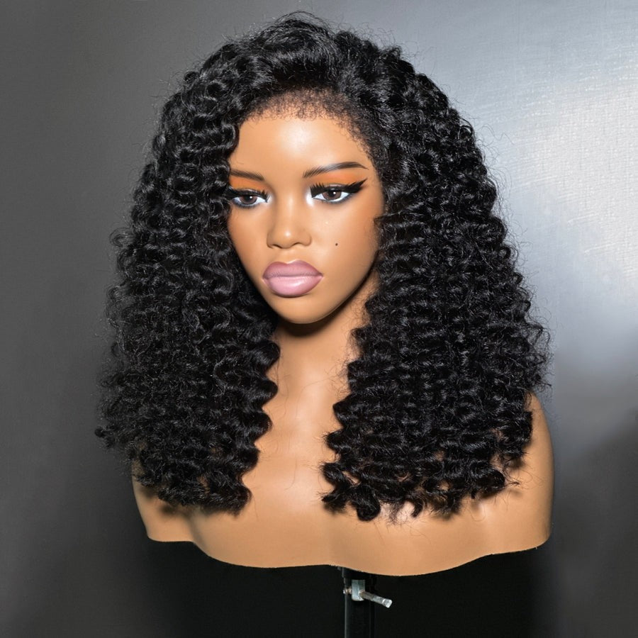 Fluffy Wand Curls With 4C Kinky Edges HD Lace Wig