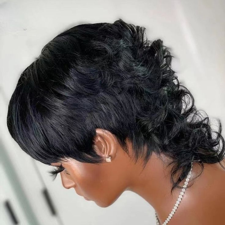 Mullet Pixie Cut Glueless Bang Wig