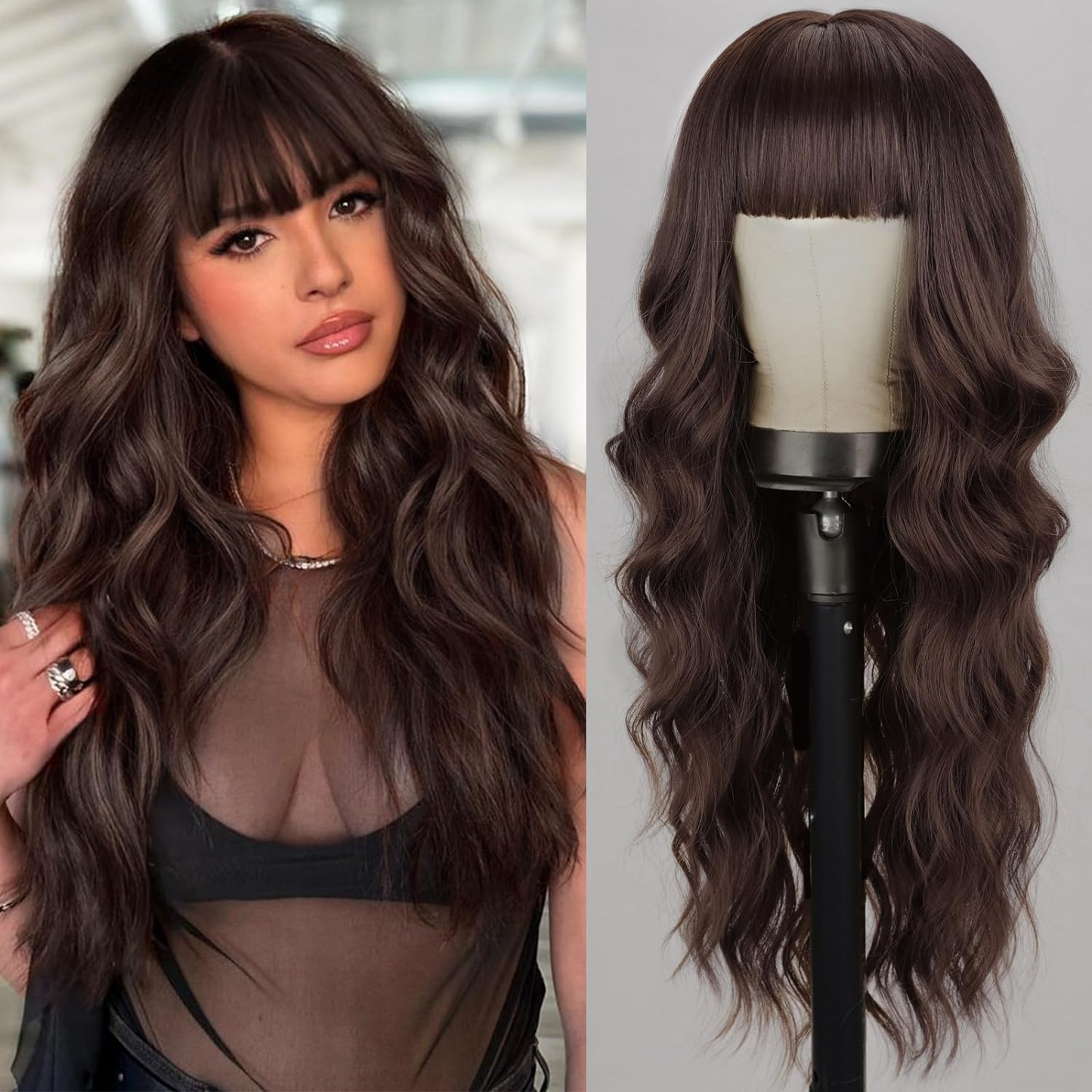 Big wave long curly hair with bangs wig 1024121214