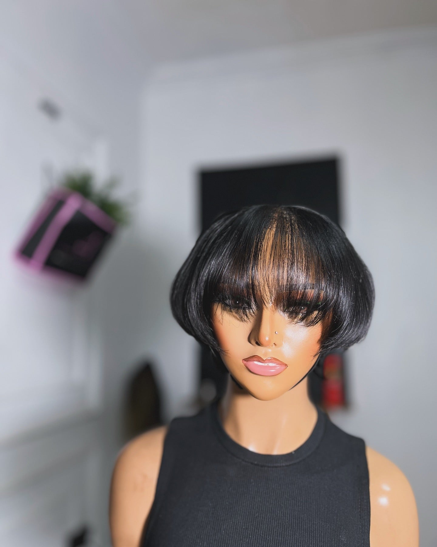 Short Hair Pixie Cut 5x5 Lace Closure Bang Wig