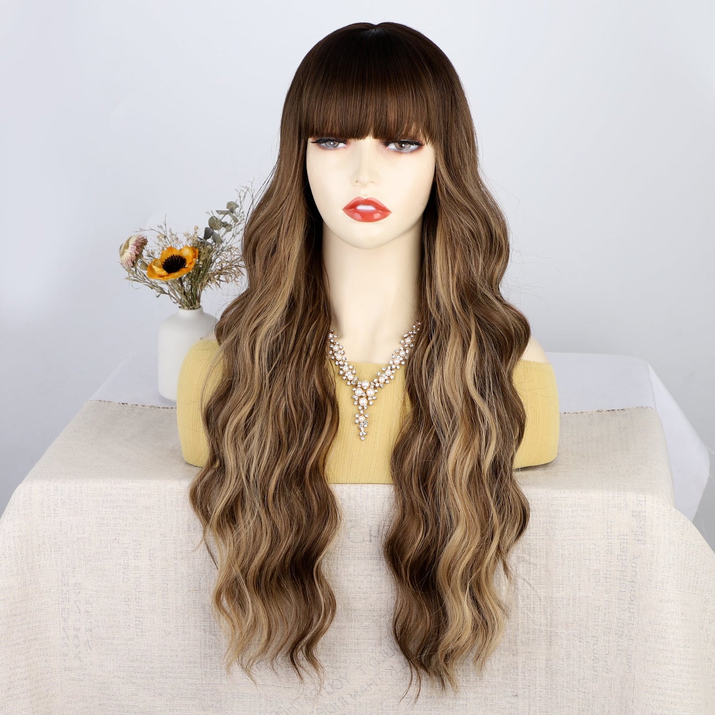 Big wave long curly hair with bangs wig 1024121213