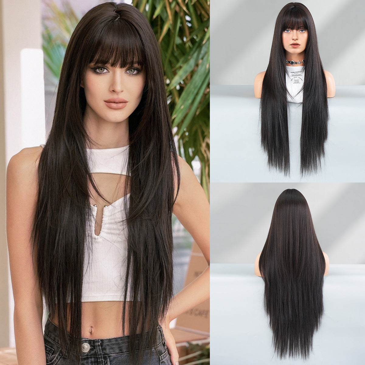 Long straight wig with bangs 1924121205