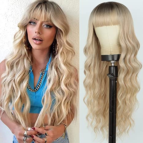 Big wave long curly hair with bangs wig 1024121214