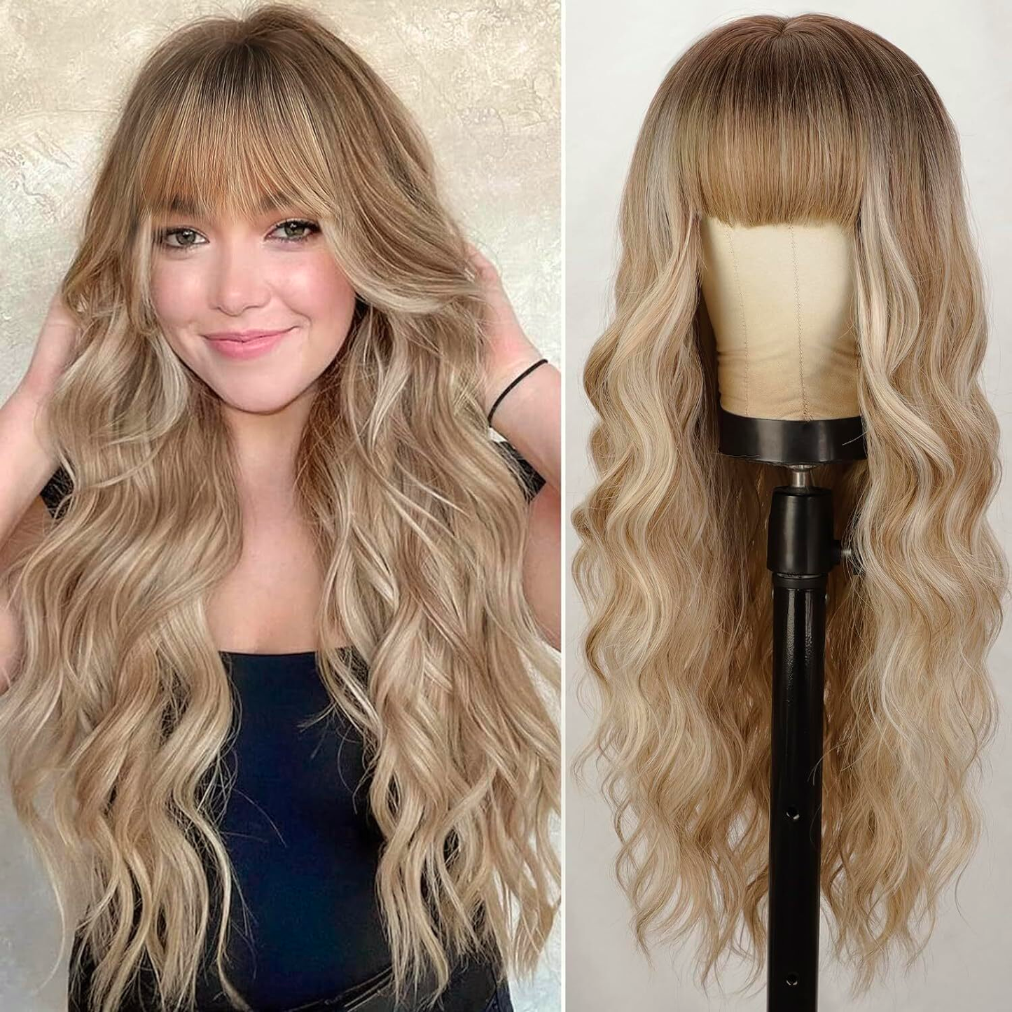 Big wave long curly hair with bangs wig 1024121214