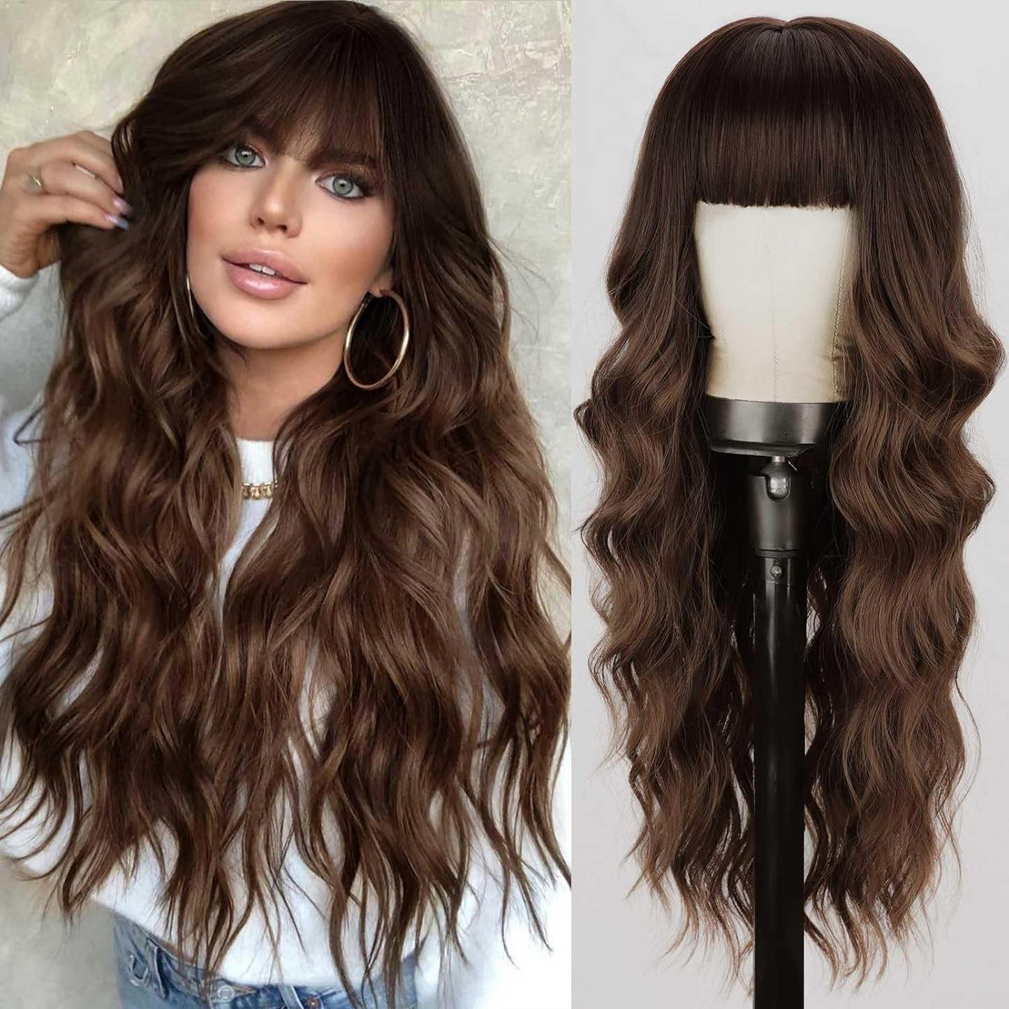 Big wave long curly hair with bangs wig 1024121214