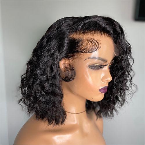 Curly Fluffy Short Human Hair 13x4 Lace Frontal Wig