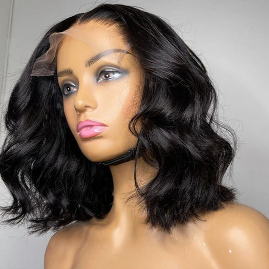 Natural Hair Short Wavy Wave Glueless Bob Wigs